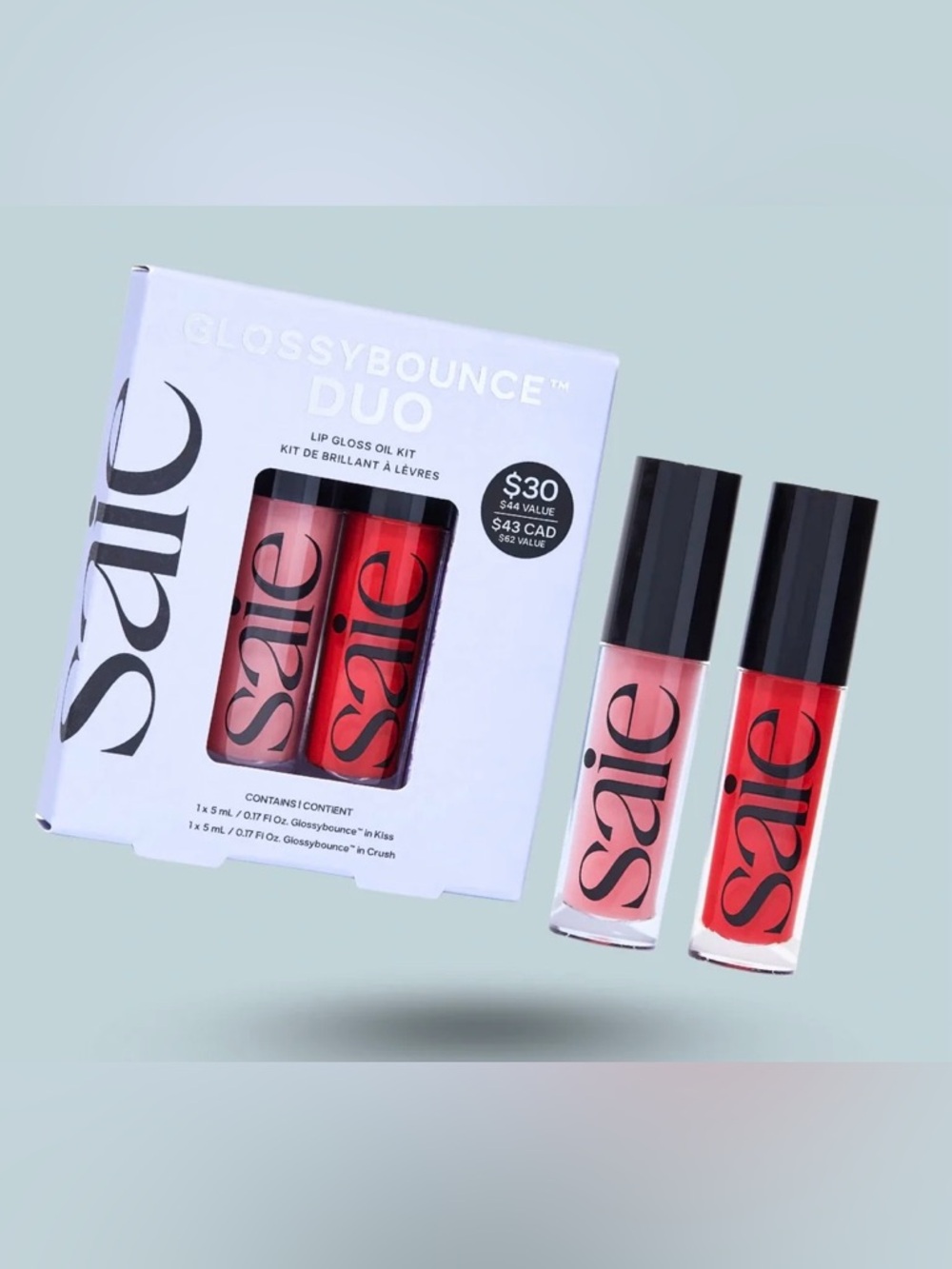 New Saie Glossy Bounce Duo Lip Gloss Oil Kit